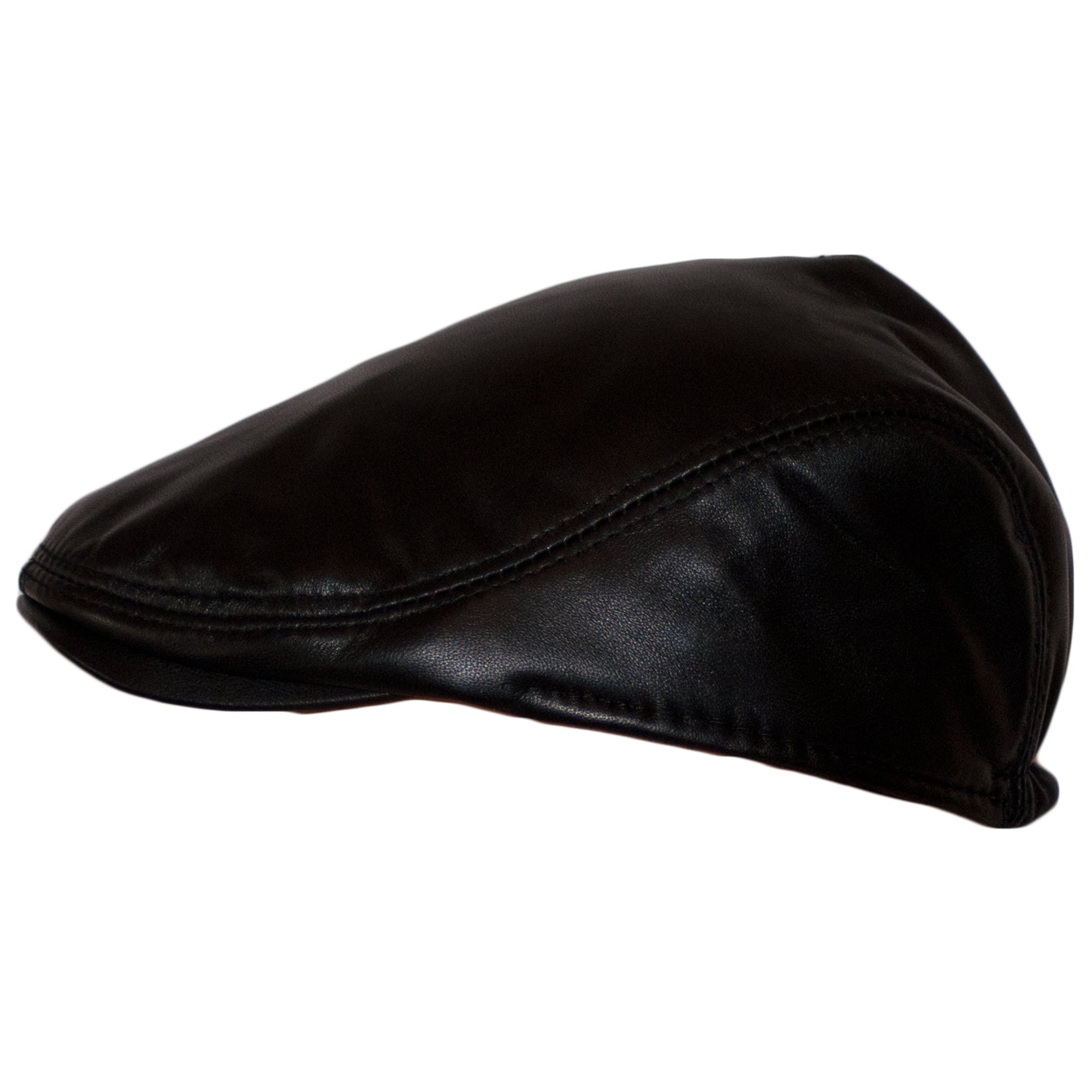 Black leather 2025 flat cap